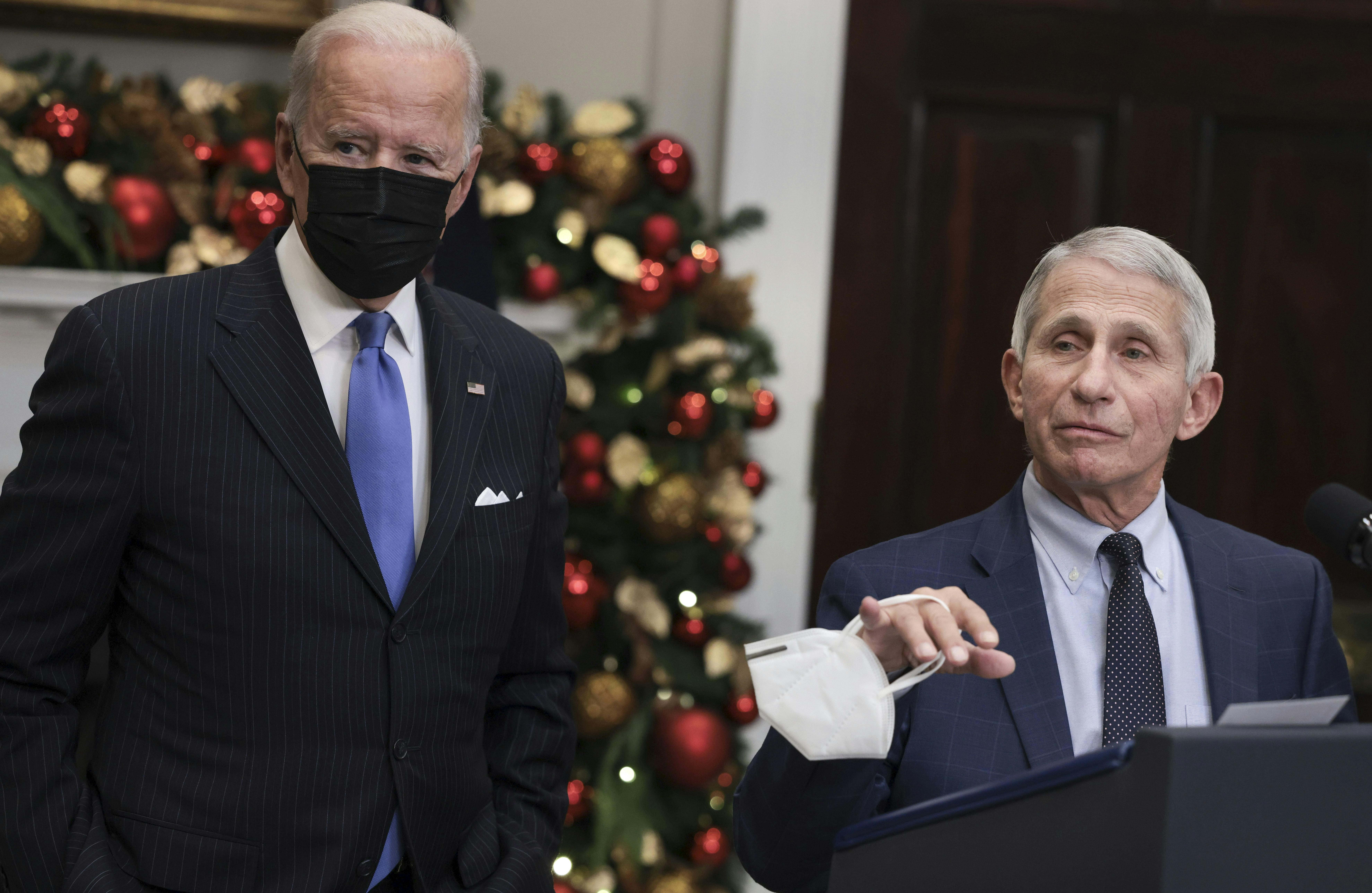 Anthony Fauci and Joe Biden deliver remarks on the omicron variant of Covid-19