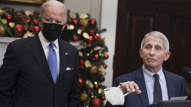 Anthony Fauci and Joe Biden deliver remarks on the omicron variant of Covid-19