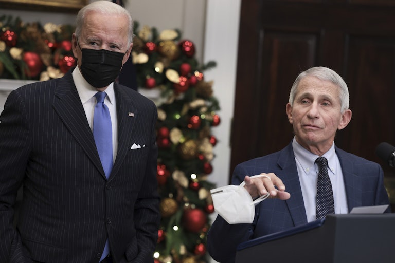 Anthony Fauci and Joe Biden deliver remarks on the omicron variant of Covid-19