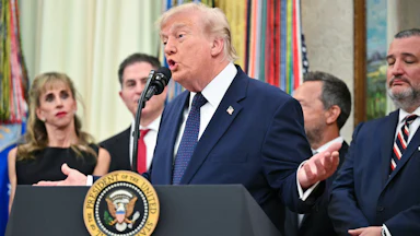 Donald Trump spreads hands while speaking