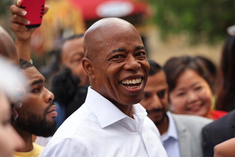 Eric Adams, the Brooklyn borough president, after leaving his polling space in New York on Tuesday