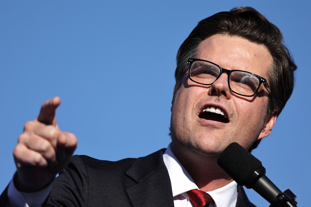 Matt Gaetz points a finger