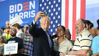Biden at a campaign rally at Sherman Middle School in Madison, Wisconsin