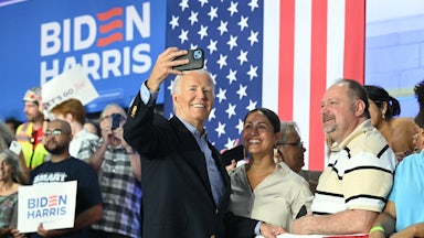 Biden at a campaign rally at Sherman Middle School in Madison, Wisconsin