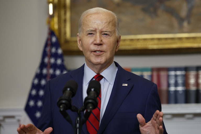 Joe Biden speaks at a lectern