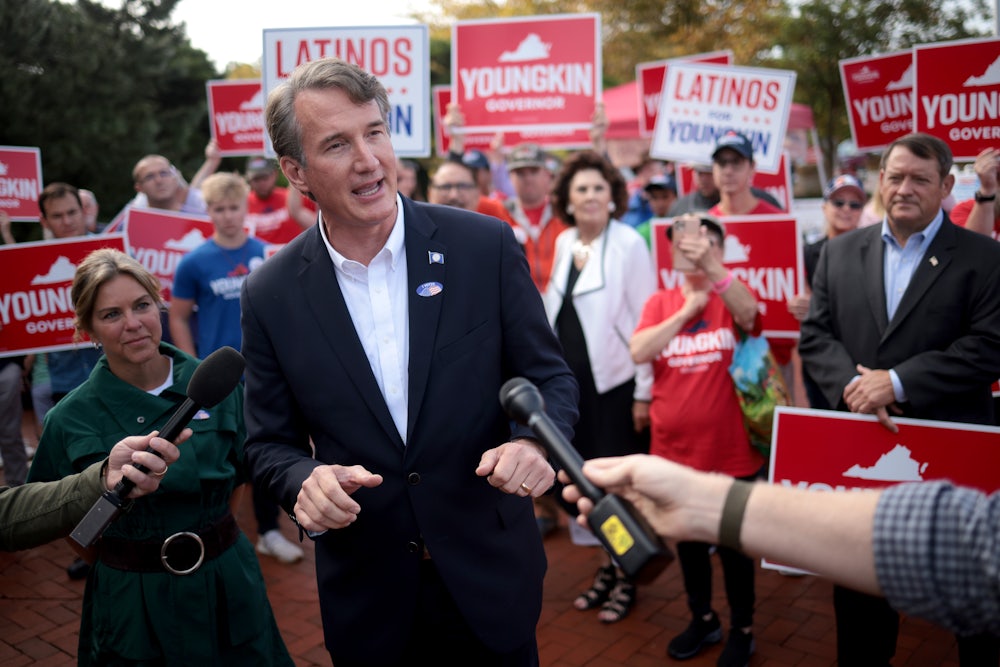 Virginia gubernatorial candidate Glenn Youngkin speaks at a rally.