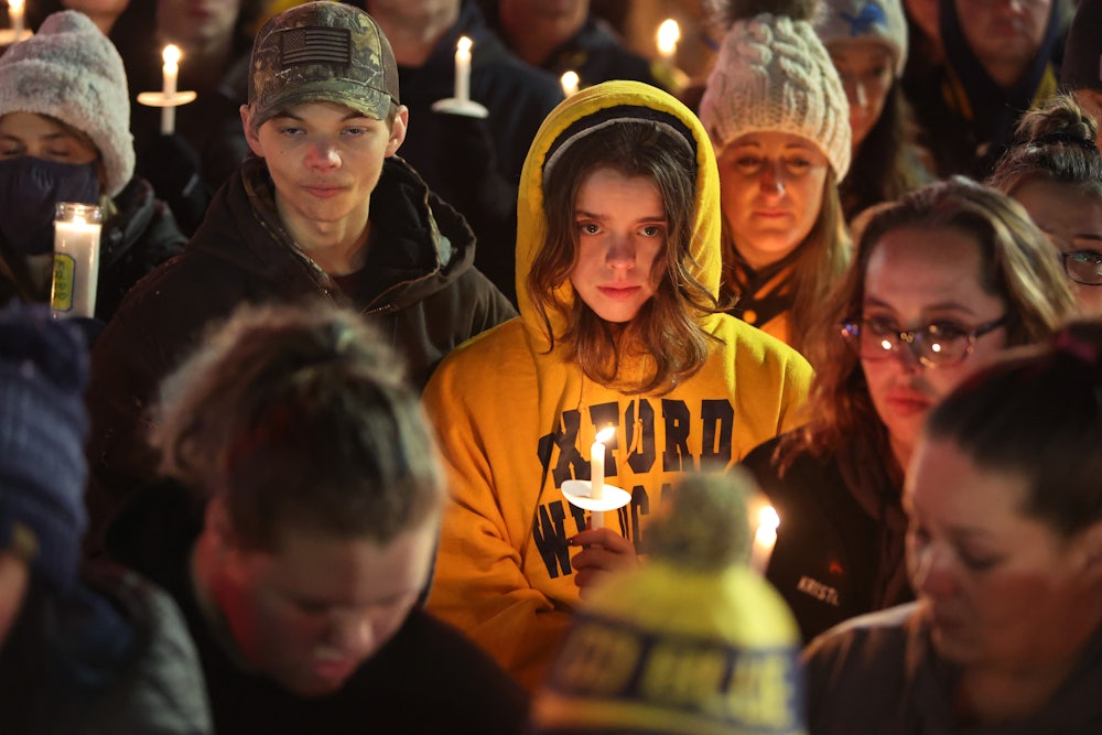 a vigil for those killed and wounded during the shooting at Oxford High School in Oxford, Michigan.