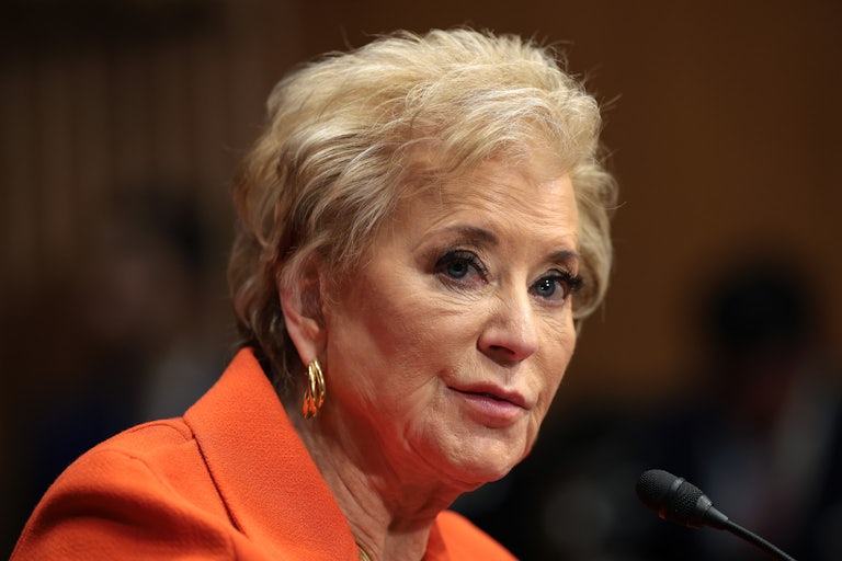 Linda McMahon in her confirmation hearing to become Trump’s education secretary