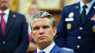 Defense Secretary Pete Hegseth appears gloomy