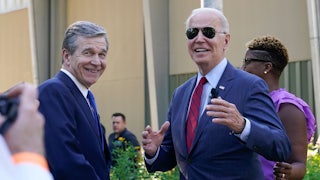 President Joe Biden with North Carolina Governor Roy Cooper
