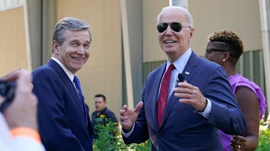 President Joe Biden with North Carolina Governor Roy Cooper