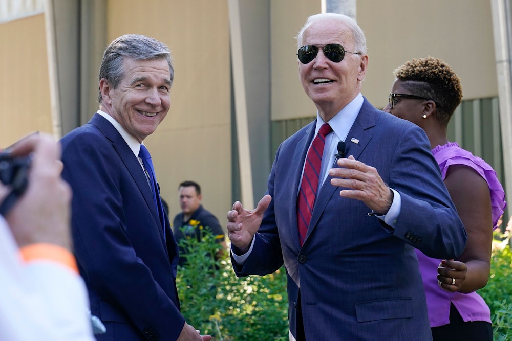 President Joe Biden with North Carolina Governor Roy Cooper