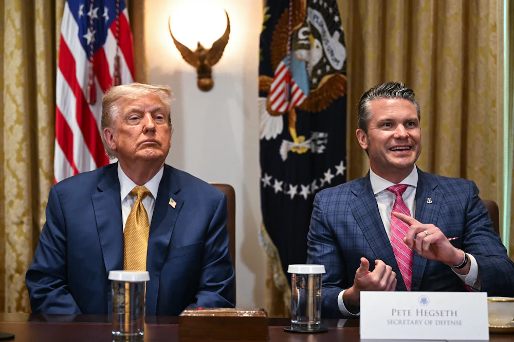 Trump and Defense Secretary Pete Hegseth at a White House meeting