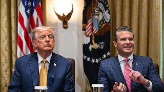 Trump and Defense Secretary Pete Hegseth at a White House meeting