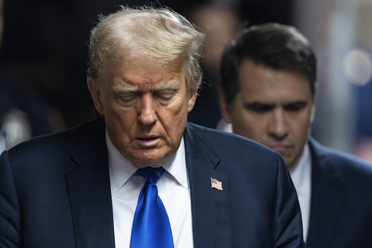 Donald Trump looks down
