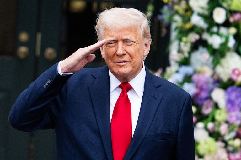 Donald Trump salutes.