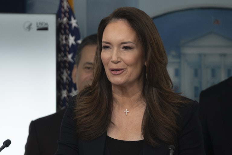 Agriculture Secretary Brooke Rollins speaks in the White House press briefing room.
