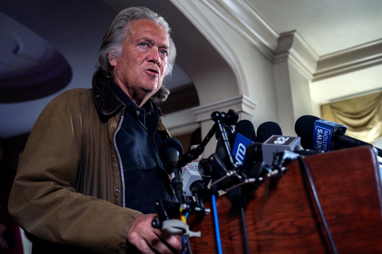 Steve Bannon after he was released from prison (He looks bad)