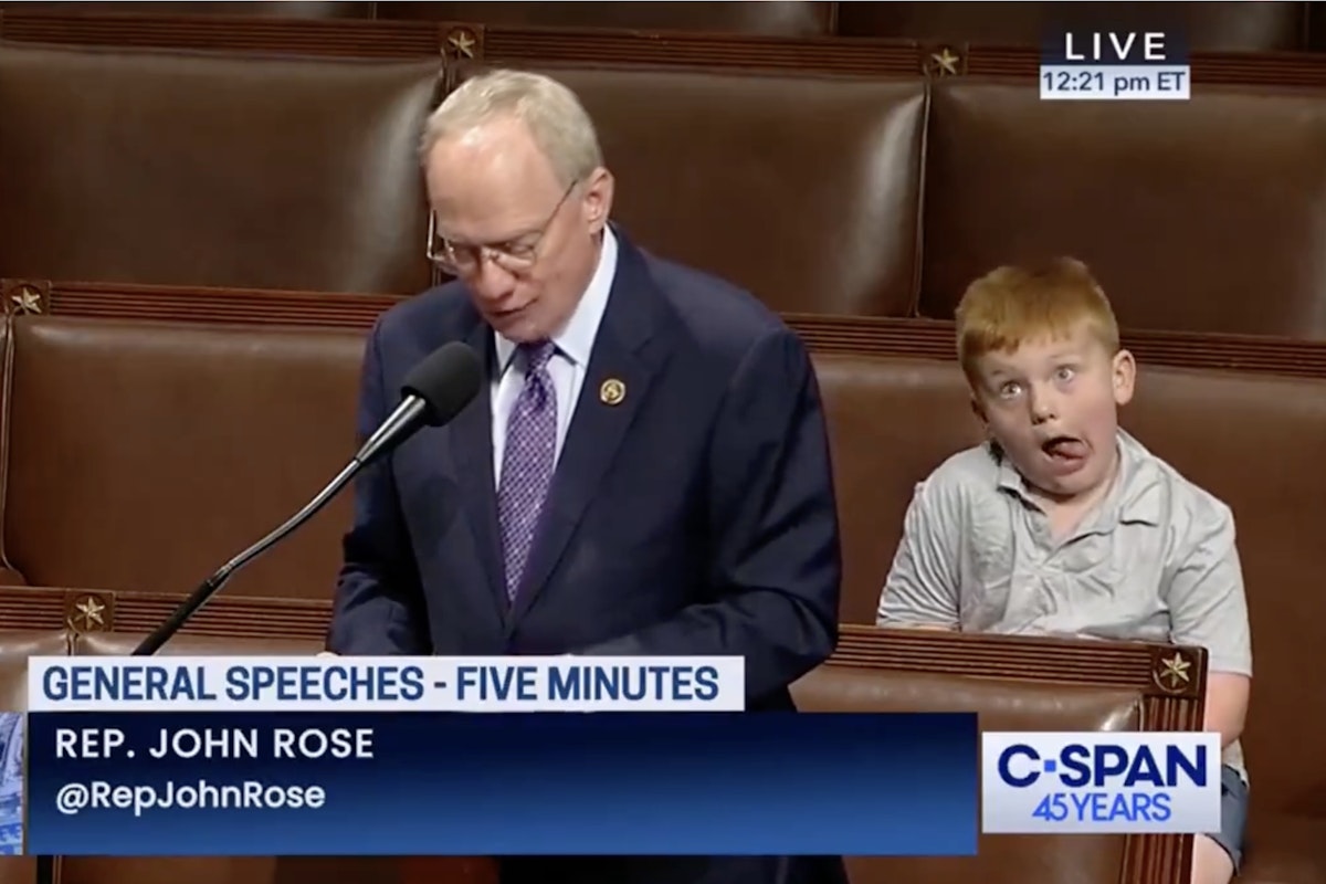 MAGA Representative’s Kid Trolls His Entire Speech Whining About Trump MAGA Representative’s Kid Trolls His Entire Speech Whining About Trump