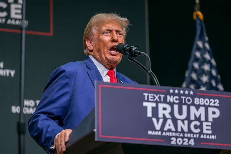 Donald Trump speaks at a campaign event