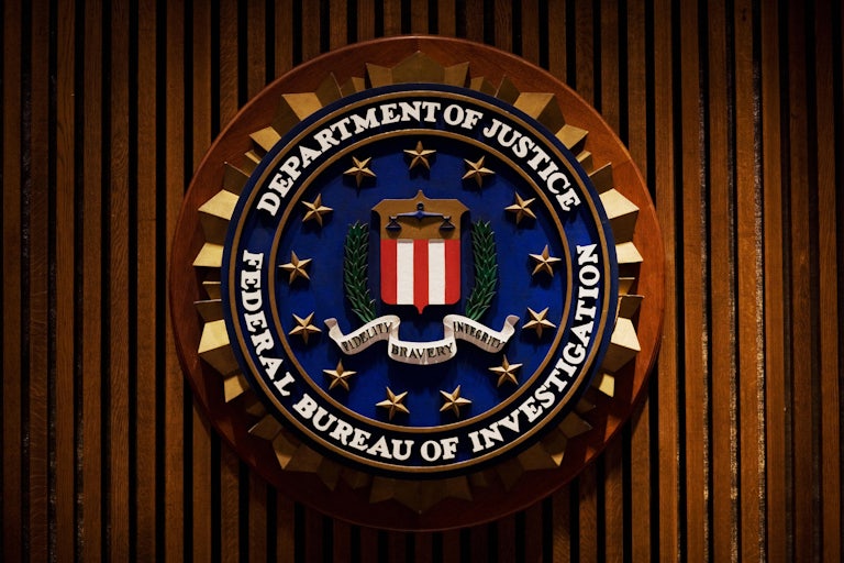A crest that reads Department of Justice Federal Bureau of Investigation