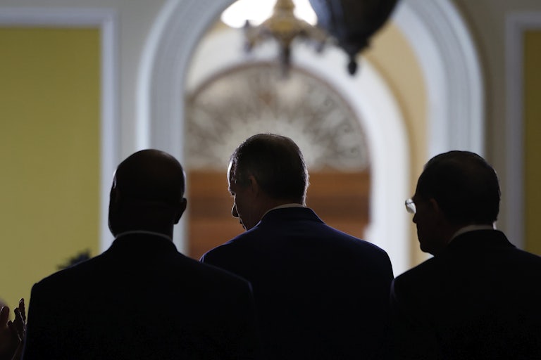 Senate Majority Leader John Thune speaks to reports at the Capitol in Washington, D.C., on January 28.