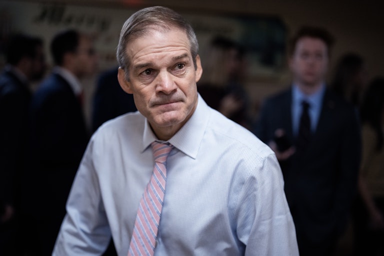 Jim Jordan leaves a House Republican Conference meeting