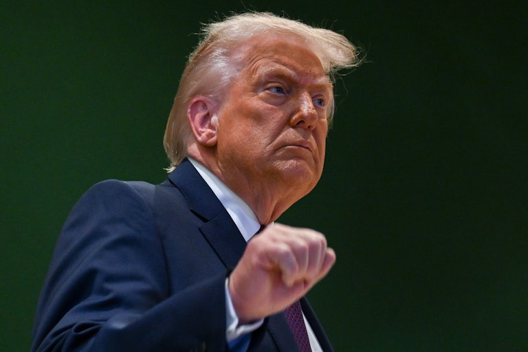 Donald Trump makes a fist