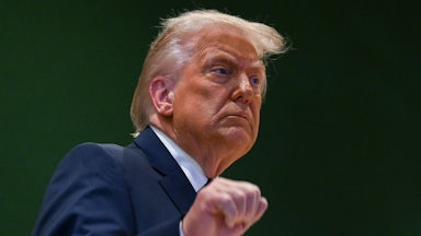 Donald Trump makes a fist