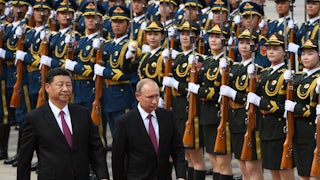 Xi Jinping and Putin at the Great Hall of the People in Beijing