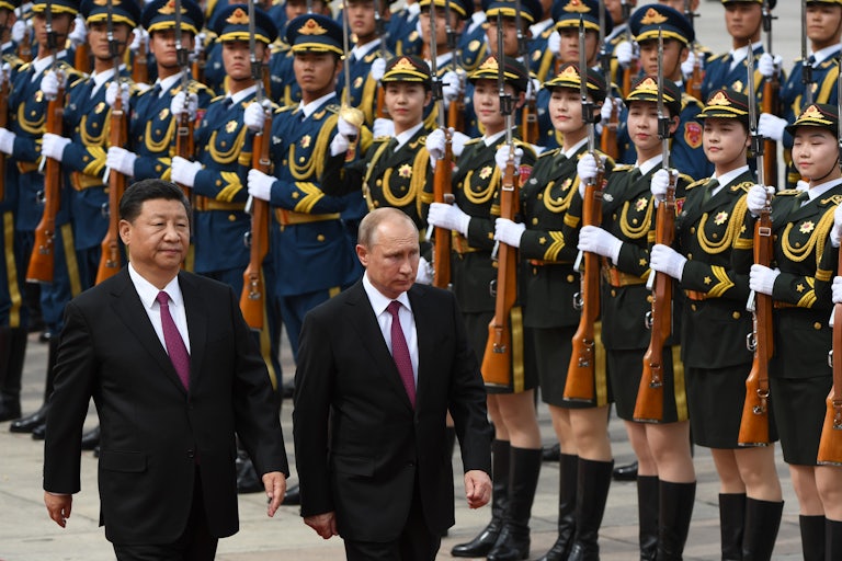 Xi Jinping and Putin at the Great Hall of the People in Beijing