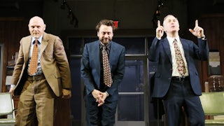 Bill Burr, Kieran Culkin, and Bob Odenkirk during the opening night curtain call for David Mamet’s “Glengarry Glen Ross”