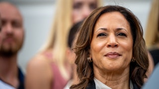 Kamala Harris looks into camera