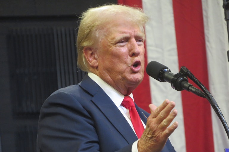 Donald Trump speaks at a campaign event