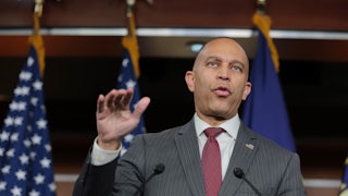 Hakeem Jeffries speaks in the Capitol.