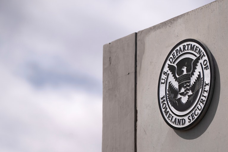 The Department of Homeland Security seal on a building