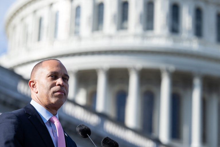 House Minority Leader Hakeem Jeffries outside the Capitol.