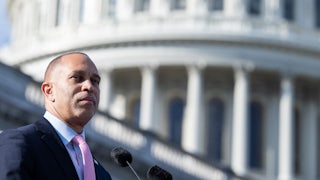 House Minority Leader Hakeem Jeffries outside the Capitol.