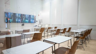 An empty university classroom