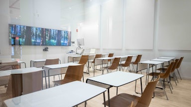 An empty university classroom