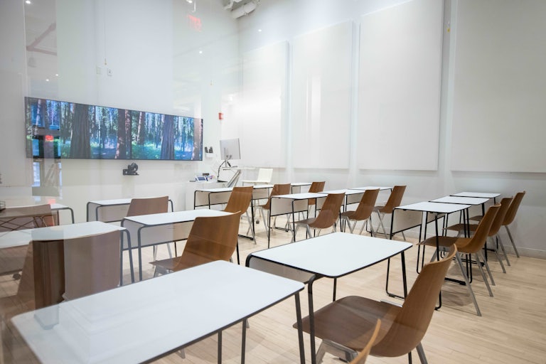 An empty university classroom
