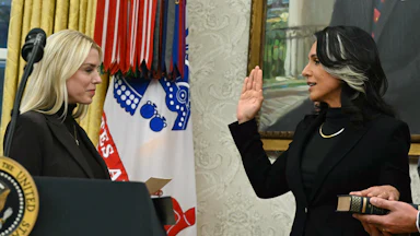 Attorney General Pam Bondi swears in Director of National Intelligence Tulsi Gabbard in the Oval Office