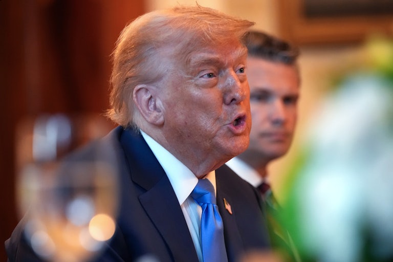 Donald Trump speaks during a dinner at the White House with Israeli Prime Minister Benjamin Netanyahu