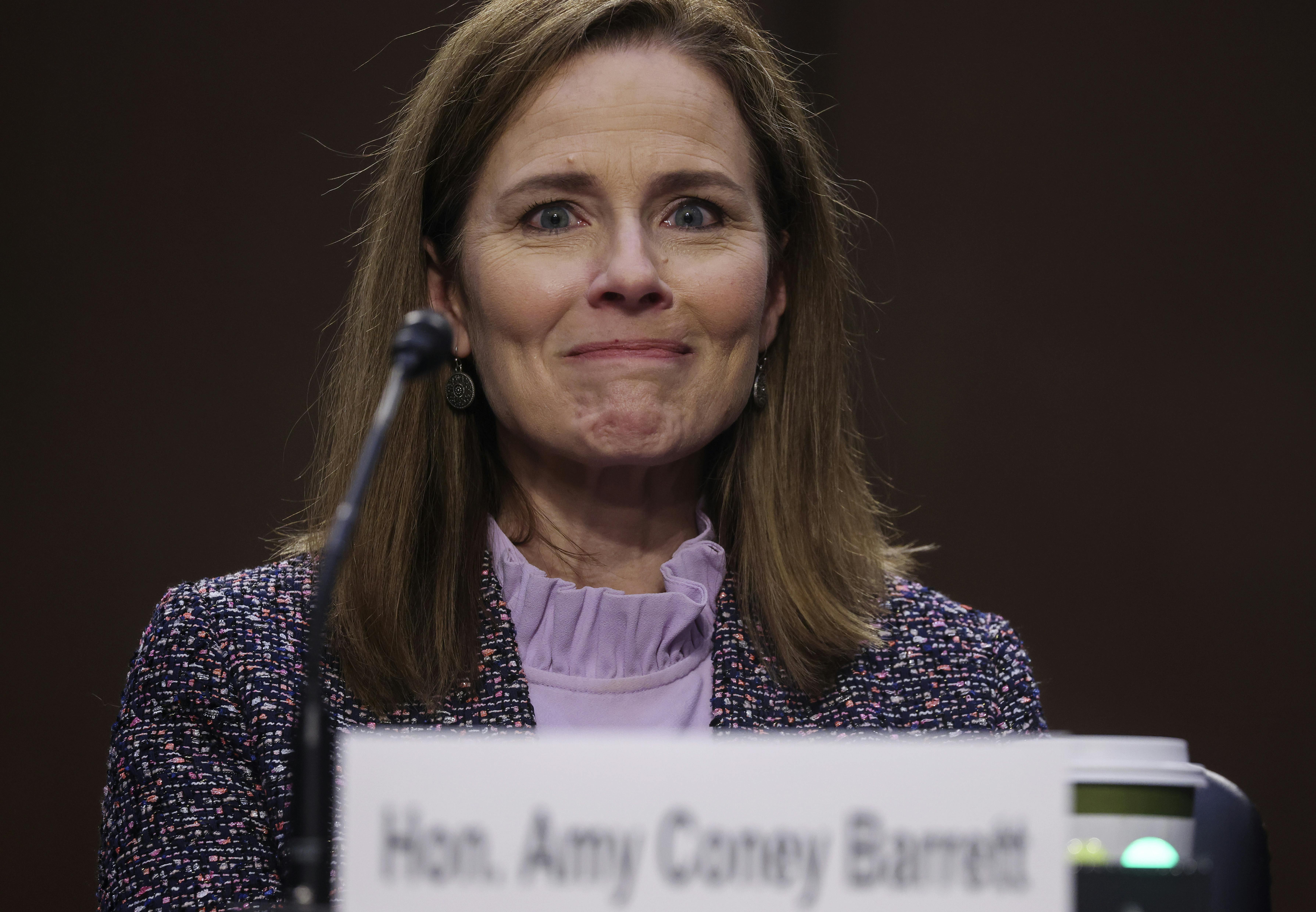 Amy Coney Barrett at the Supreme Court hearings this week