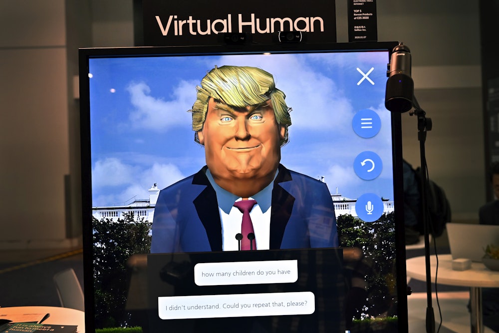 An image of Trump is displayed as part of an artificial intelligence demonstration