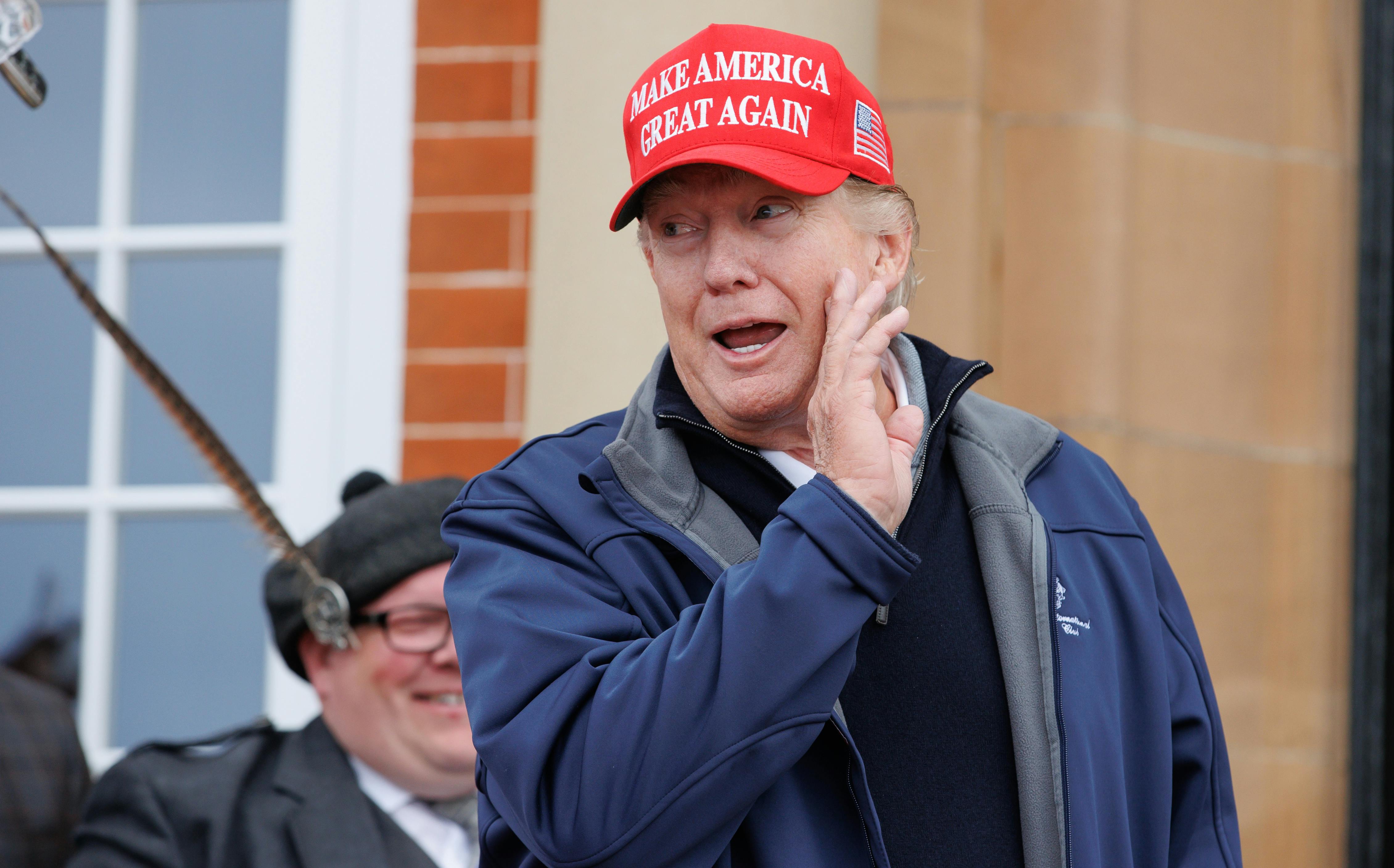 Trump at his golf course in South Ayrshire, Scotland