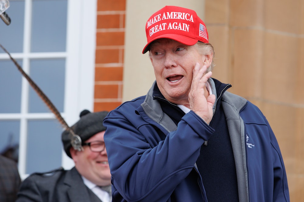 Trump at his golf course in South Ayrshire, Scotland