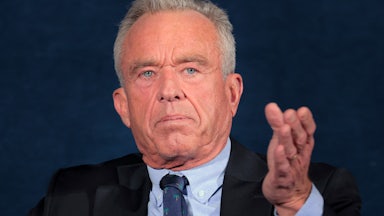 Robert F. Kennedy Jr. gestures during an event