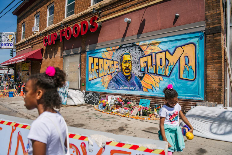 the George Floyd memorial mural in Minnesota where he was killed