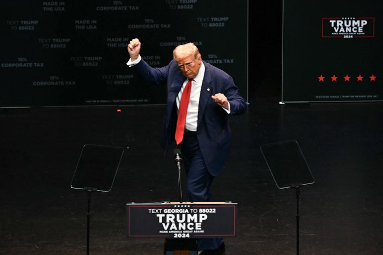 Donald Trump dances onstage at a campaign event